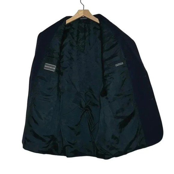 Vintage David Taylor 42L Blazer Sports Jacket Blue Gold Crest Buttons Preppy - Picture 3 of 5